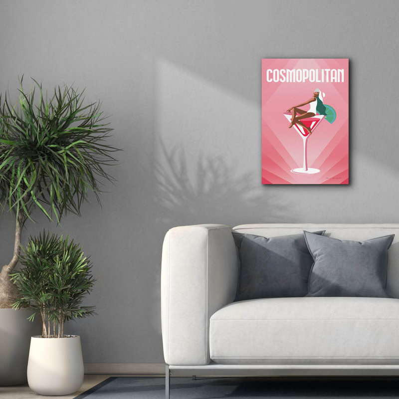 «Cosmopolitan» par Omar Escalante, art mural sur toile, H 26 po x l 18 po