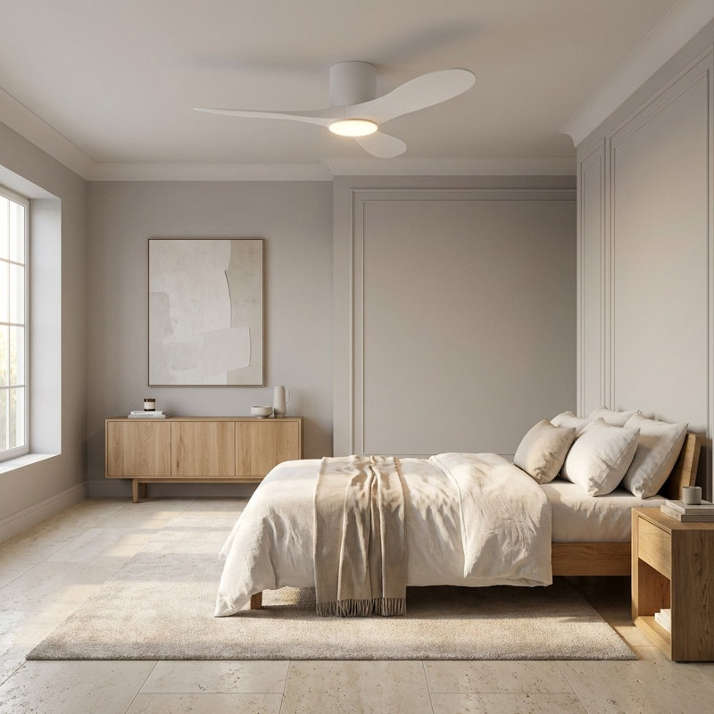 Ventilateur de plafond intelligent Smart Hugger, Blanc mat, 44 po de largeur, Blanc mat