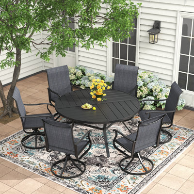 6-Person Outdoor Patio Dining Set With Swivel Chair by Red Barrel Studio