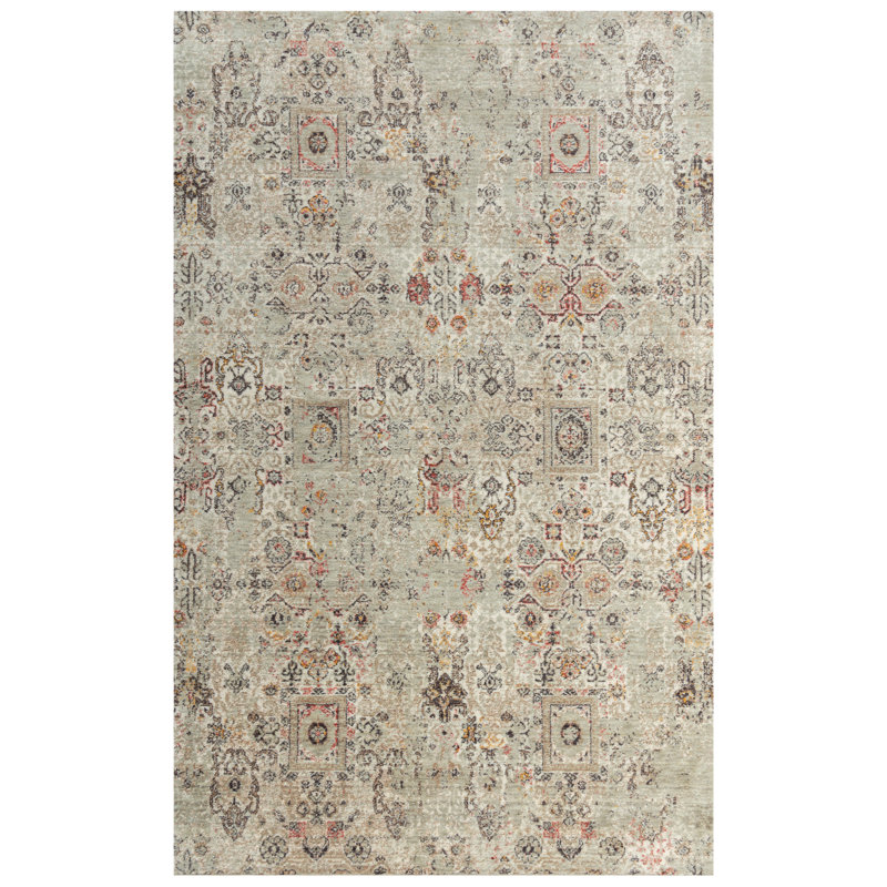 Tapis vert / beige en laine Maratea, Rectangle 8 pi x 10 pi
