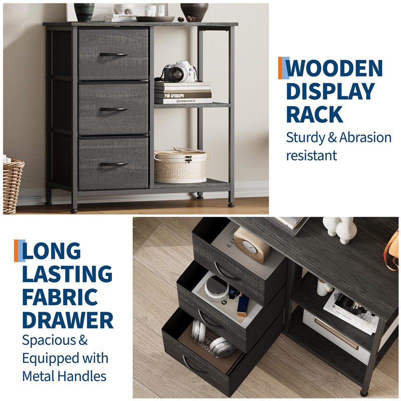 70cm Wide 3 -Drawer File Cabinet, Black