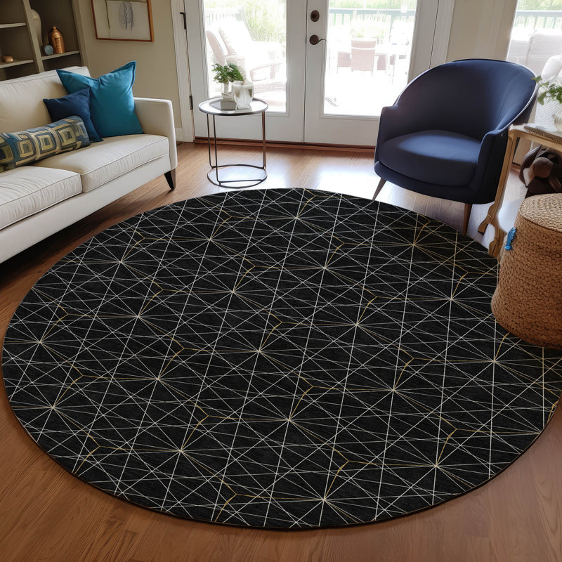 Machine Washable Indoor/Outdoor Chayden ACN987 Rug, Round 8'