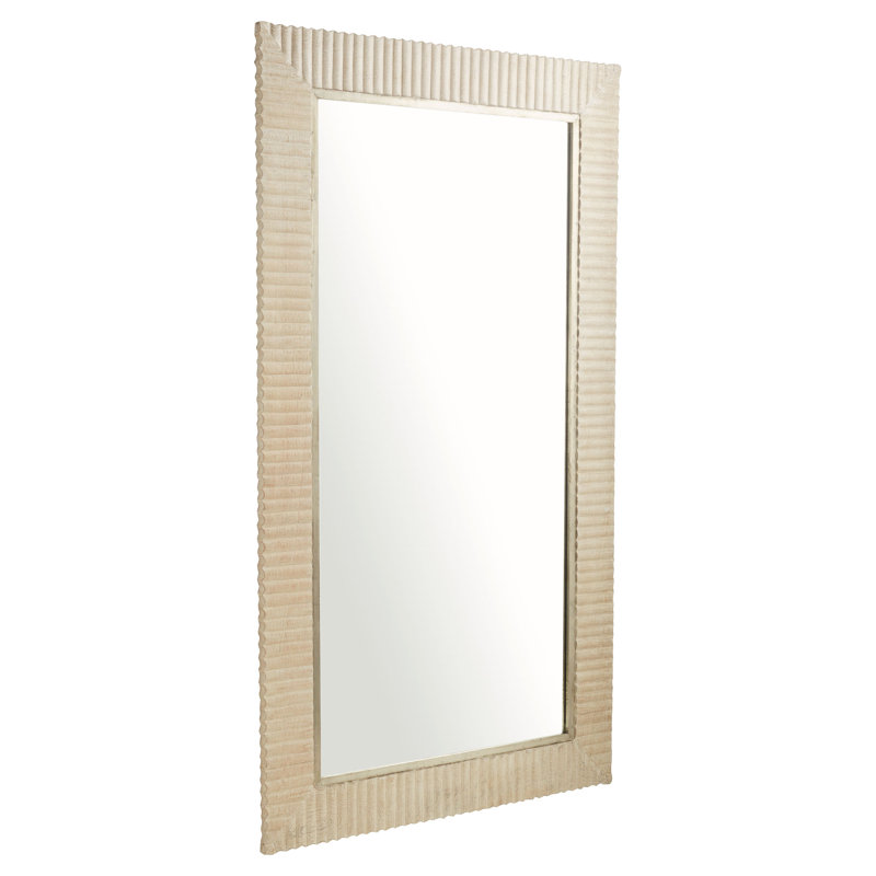 Large White Mango Wood Rectangular Floor Mirror