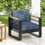 Chaise d'extérieur avec accoudoirs et coussin moelleux-853074234