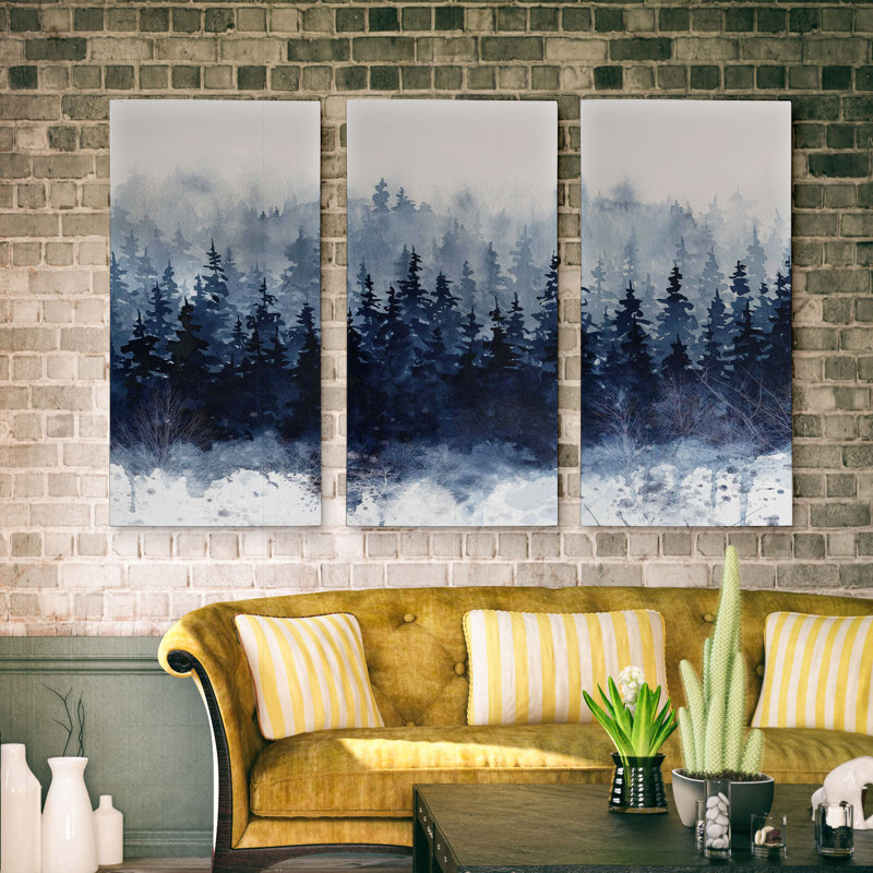 " Indigo Forest " 3 - Pieces, 24" H x 36" W x 1.5" D
