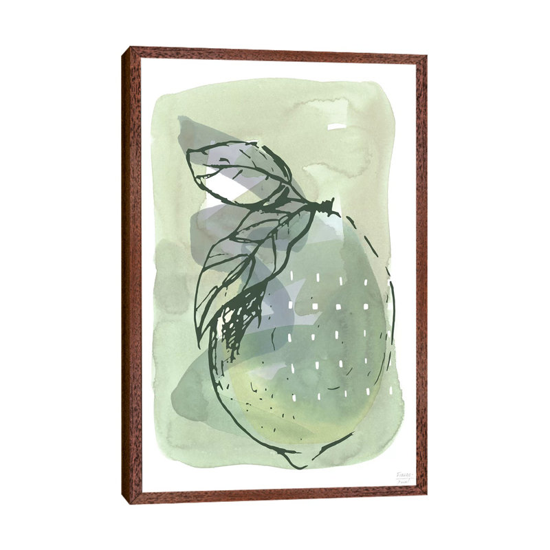 Lemon With Dots - Print on Canvas, Classic Brown Wood Floater Framed, 101.6cm H x 66.04cm W x 3.81cm D