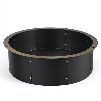 Acier 1,5 mm d'épaisseur + anneau rond pour foyer d'extérieur + bords incurvés sans fond pour le jardin - camping