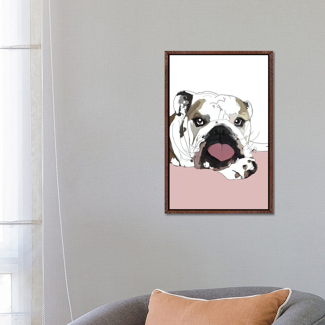 Englische Bulldogge Liebe von Sketch And Paws - Galerie-verpackte Leinwand Giclée auf Leinwand