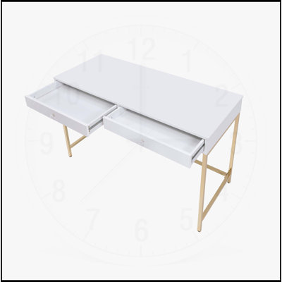 Bureau de coiffeuse rectangulaire chic avec rangement élégant et attrait moderne