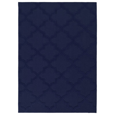 Navy Nasturtium Cut-loop Trellis Area Rug by