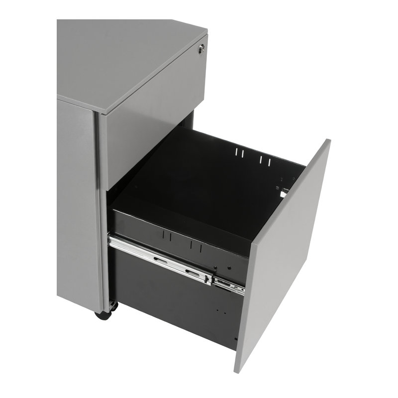 40cm Wide 2 -Drawer Mobile Solid Wood File Cabinet, Siliver 
