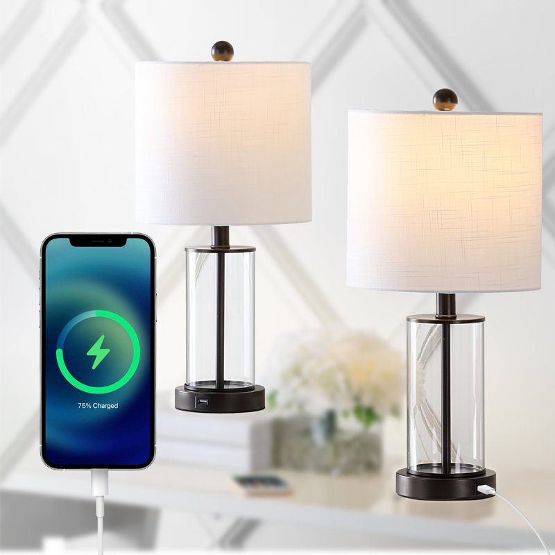 Ensemble de lampes de table 21 "avec USB Serkan, Bronze huilé