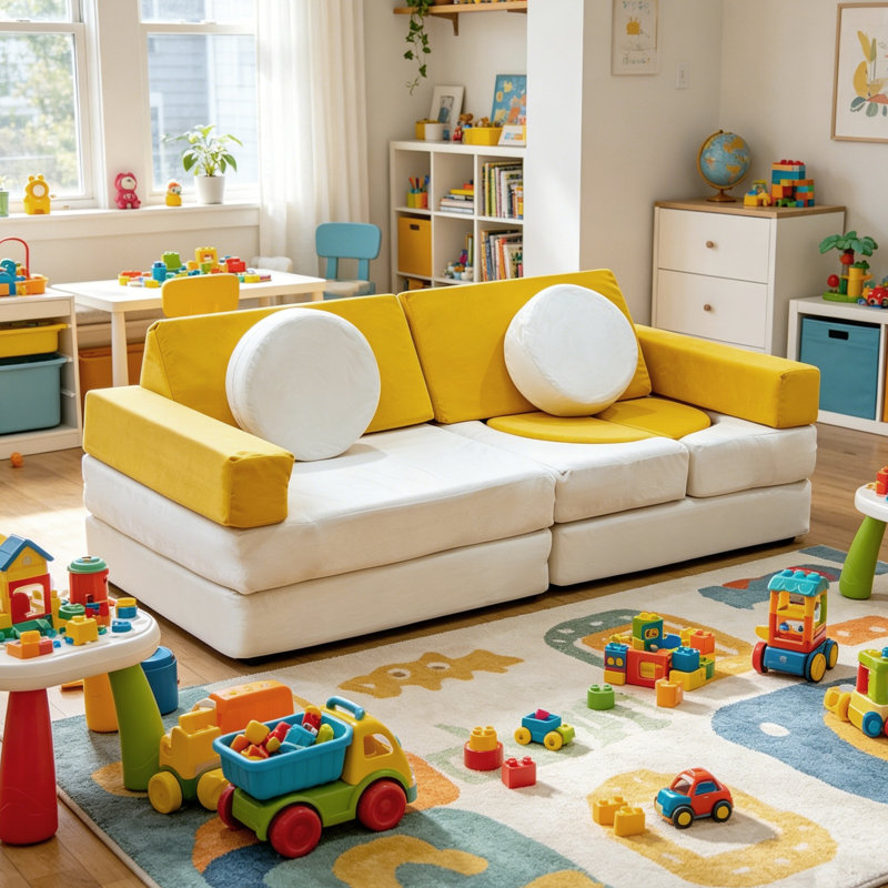13PCS Modular Kids Play Couch with Washable Velvet Cover, Convertible Toddler Foam and Floor Cushion, Modular Couch for Boys & Girls, Nursery, Playroom