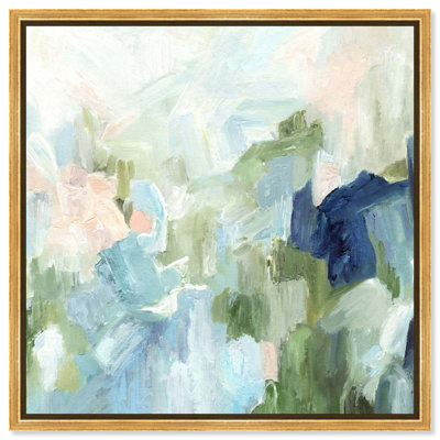 «Boundaries of Light - Ira Colmeva», reproduction sur toile abstraite encadrée par Art Remedy, cadre doré, 54 x 54