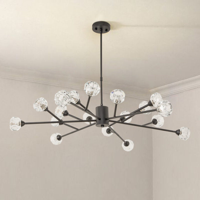 Croyd 18 - Light Dimmable Sputnik Modern Linear Chandelier, Black