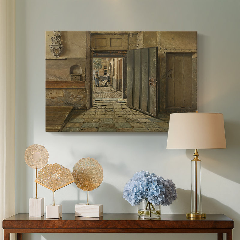 La porte ouverte-Henri De Braekeleer-Toile tendue avec châssis-c. Fin du 19e siècle, 32 x 48