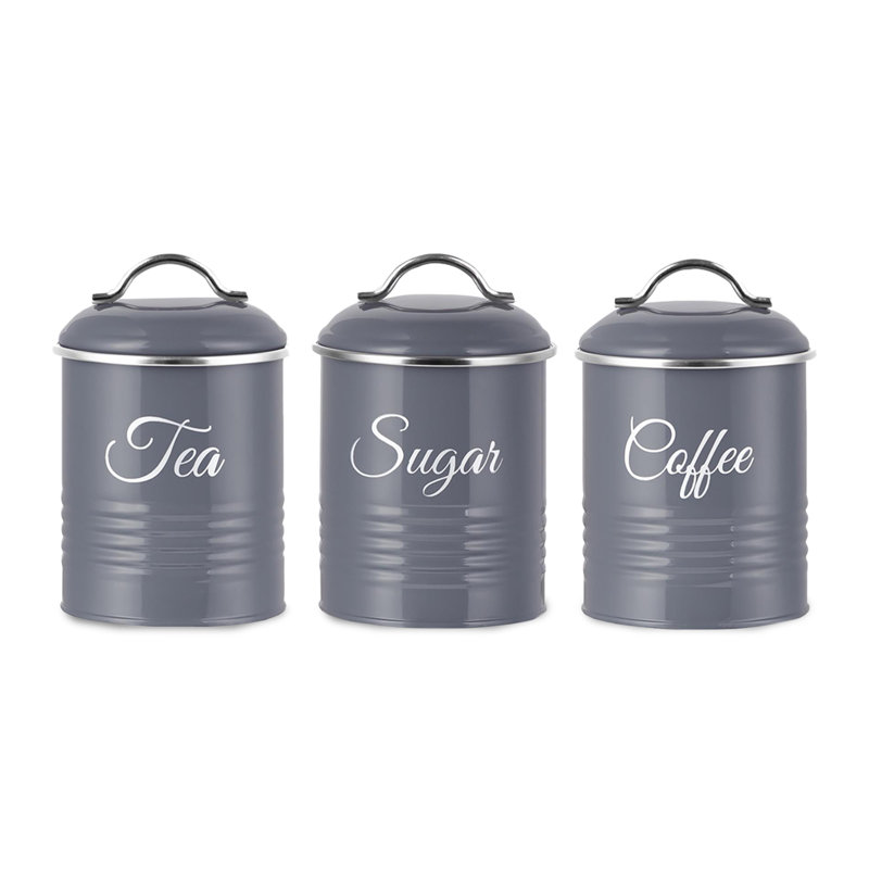 Metal Jar - Set of 3, Grey