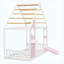 Lit simple avec glissade, bande lumineuse à DEL et panneau avant, rose - lit plateforme en bois pour enfants-594253160