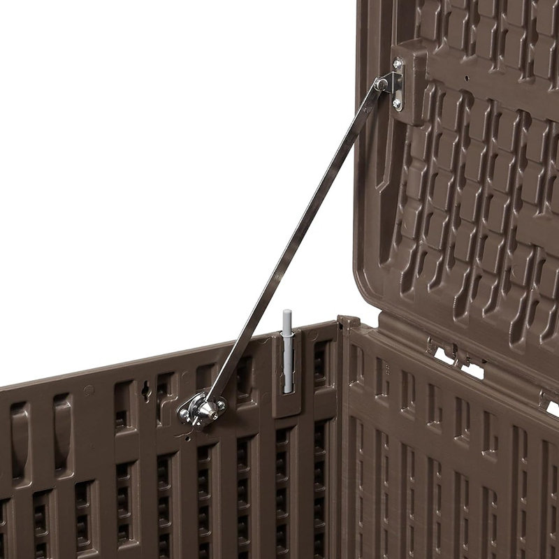 Coffre de terrasse 99 gallons - Coffre de rangement brun avec couvercle pour l'organisation de patio, de jardin ou de cour