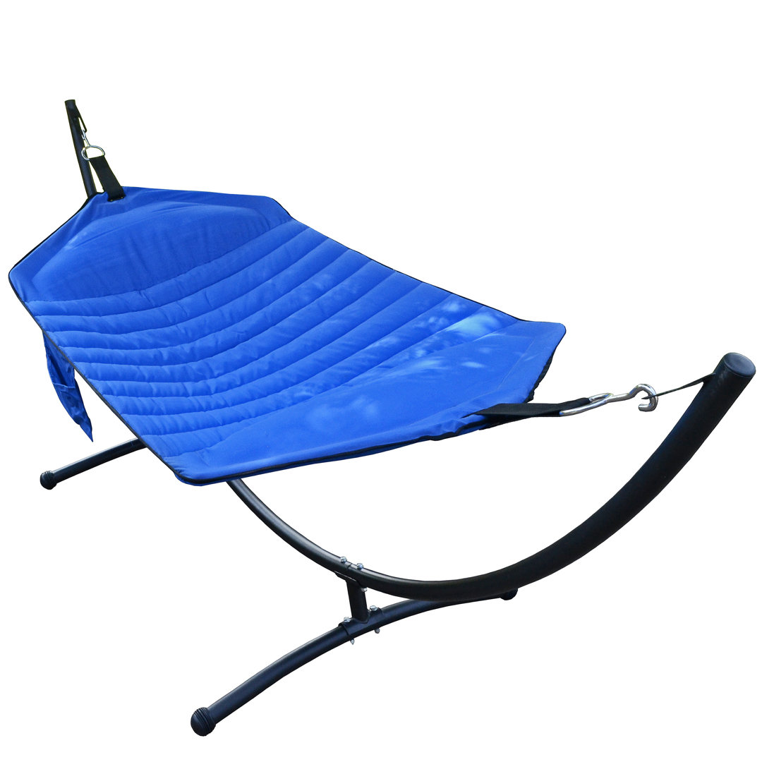 Klaarke Padded Olefin Fabric Hammock and Steel Arc Stand Combination Arlmont & Co.