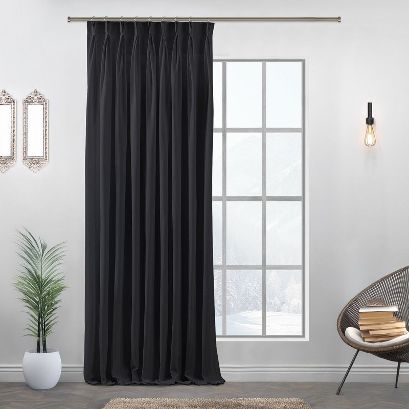 Room Darkening Single Curtain Panel, Black, 245cm Width x 295cm Drop