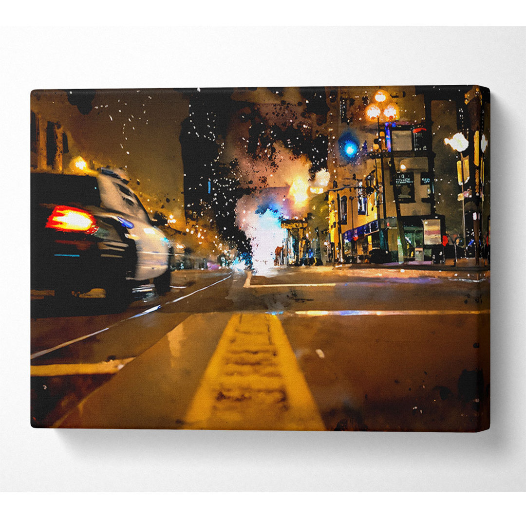 Straße in New York bei Nacht - Kunstdrucke auf Leinwand - Wrapped Canvas