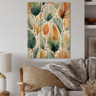 Hurstville sarcelle orange scandinave floral élégance sur bois
