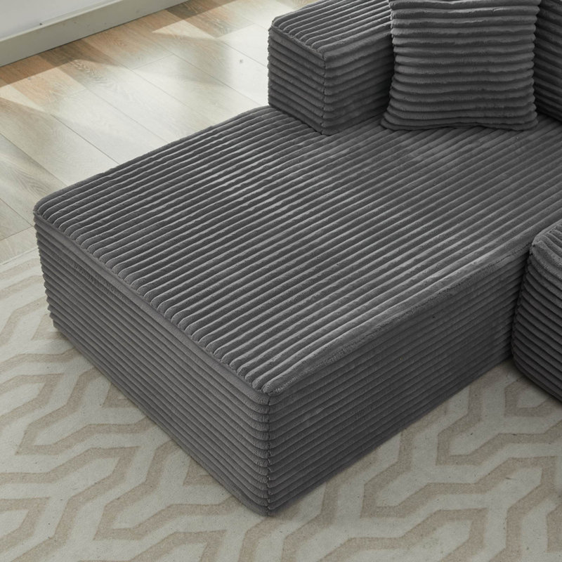 Canapé modulaire en velours côtelé 106 "Boneless, Velours côtelé gris