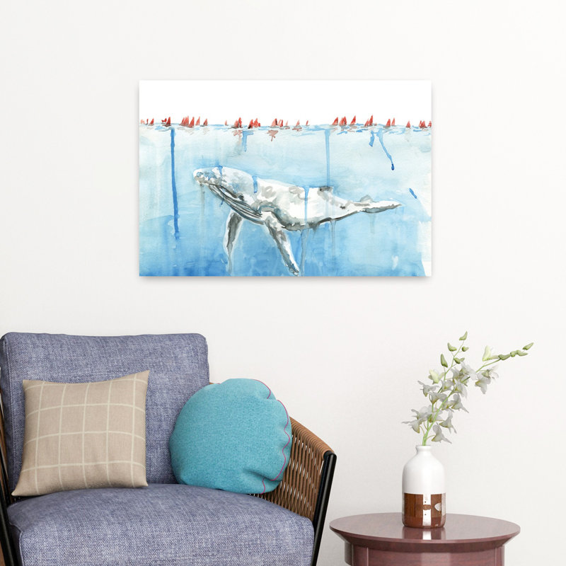 Bordure avancée, art abstrait de la baleine, H 16 po x l 24 po