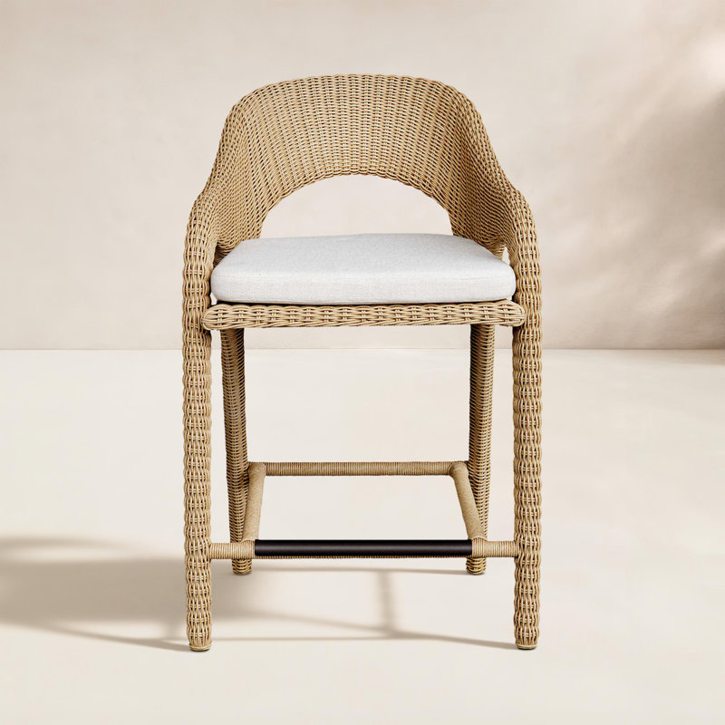 Uttermost Kavali Outdoor Wicker Counter Stool, 23.75"