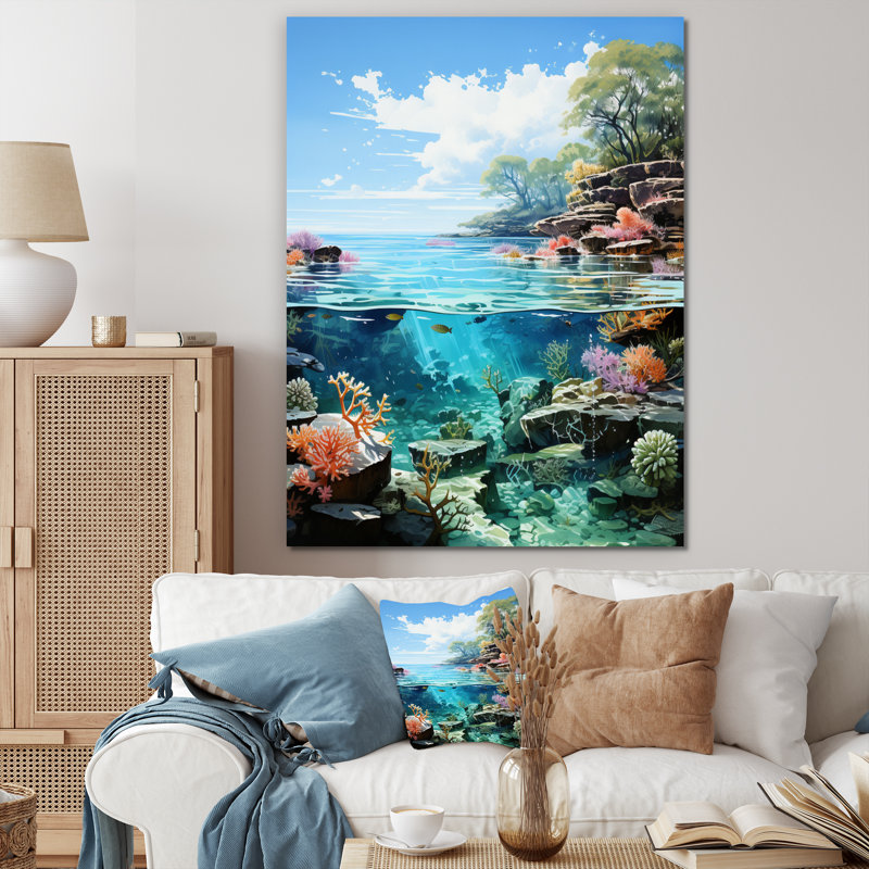 Australie, grande barrière de corail II, reproduction sur toile, H 40 po x l 30 po x P 1,5 po, Toile tendue