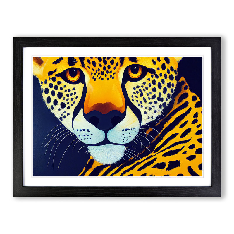 Divine Cheetah - Single Picture Frame Print, 46cm H x 64cm W, Black