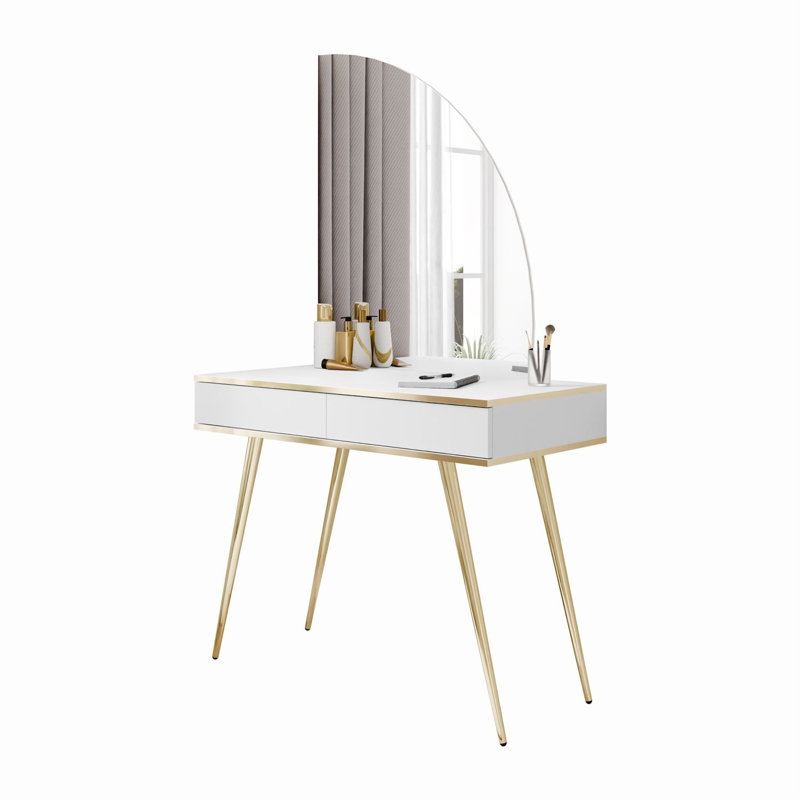 Dressing Table with Mirror, White