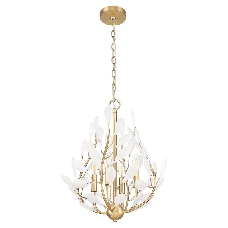 Claudine Modern Gold 4 Light Chandelier, 20.25" H x 18" W x 18" D, 4 Lights