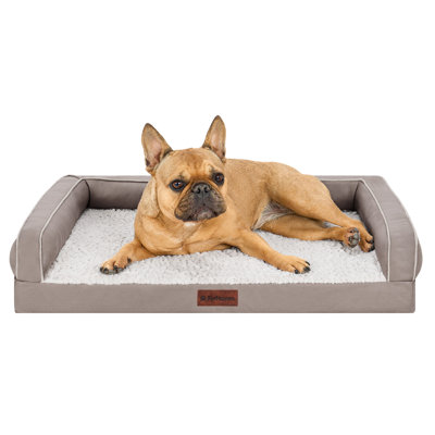 Textured Plush Fur & Coated Poly Modern Sofa Style Dog Bed