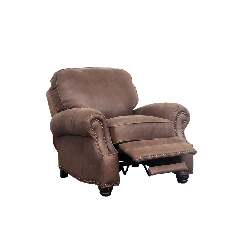 Verne Recliner, Sanded Dark Bomber Genuine Leather