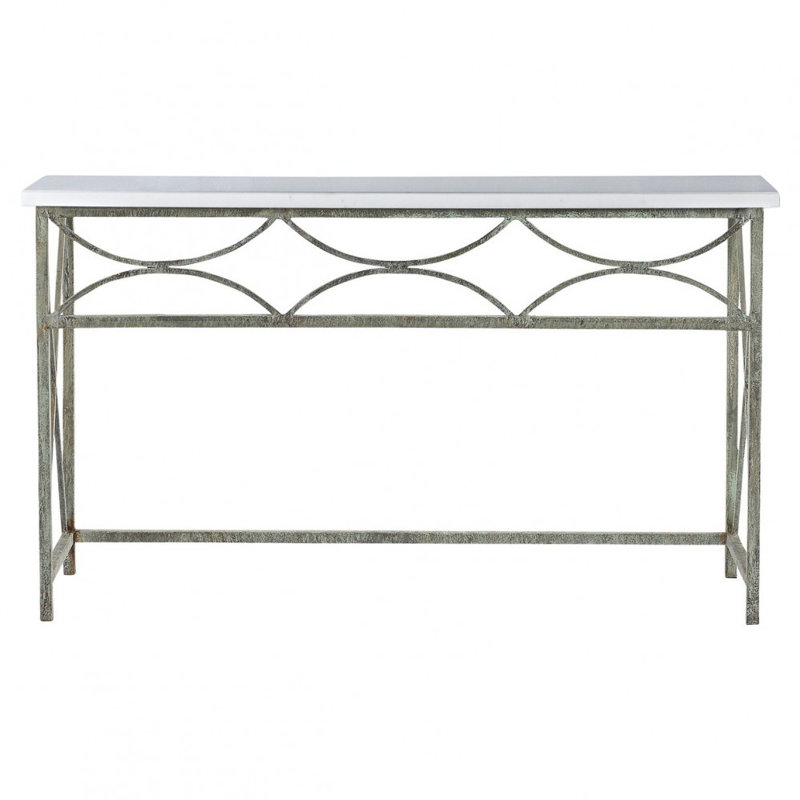 Diamond Console Table, Carrera Marble, Deep Ocean