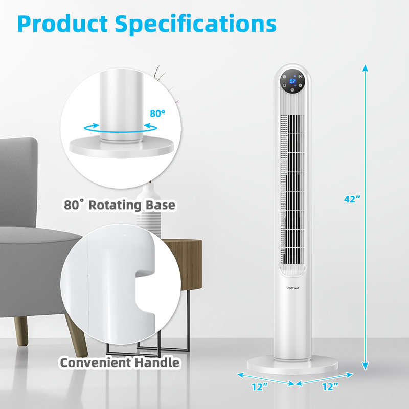 Ventilateur tour 42 po Costway, Blanc