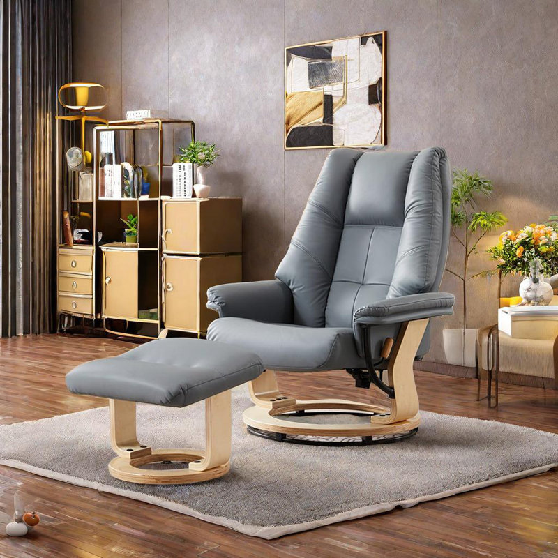 Nouchee Swivel Recliner, Natural, Gray