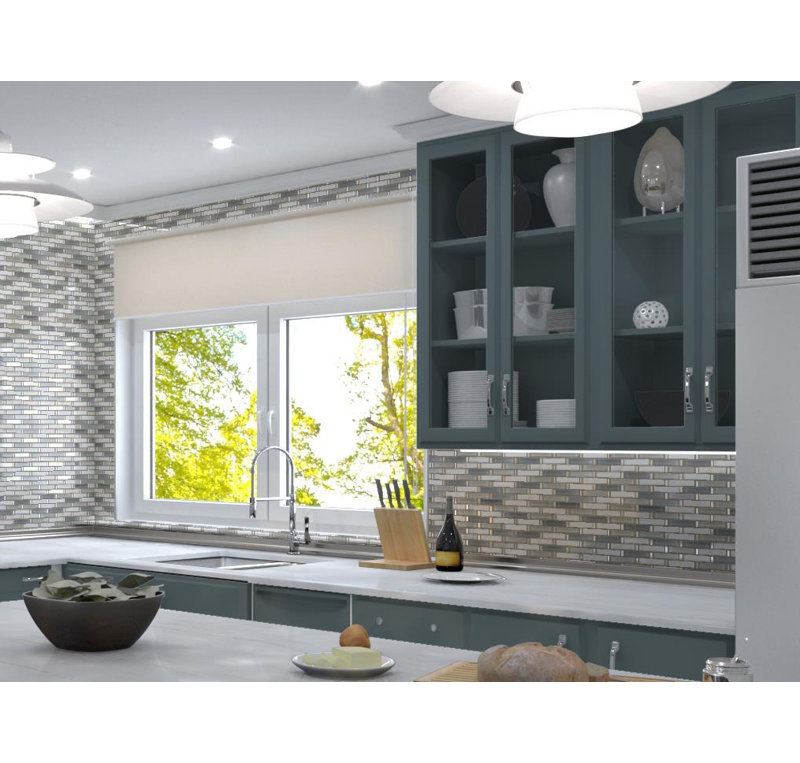 Saga 1" Glass and Marble Brick Joint Mosaic Wall Tile, Folklore