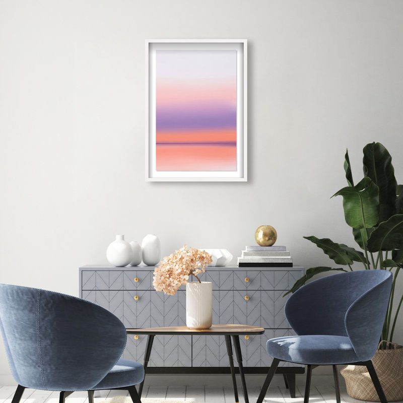 Peach Coastline Print by Oliver Gal, 46.5"H x 31.5"W, White Shadowbox