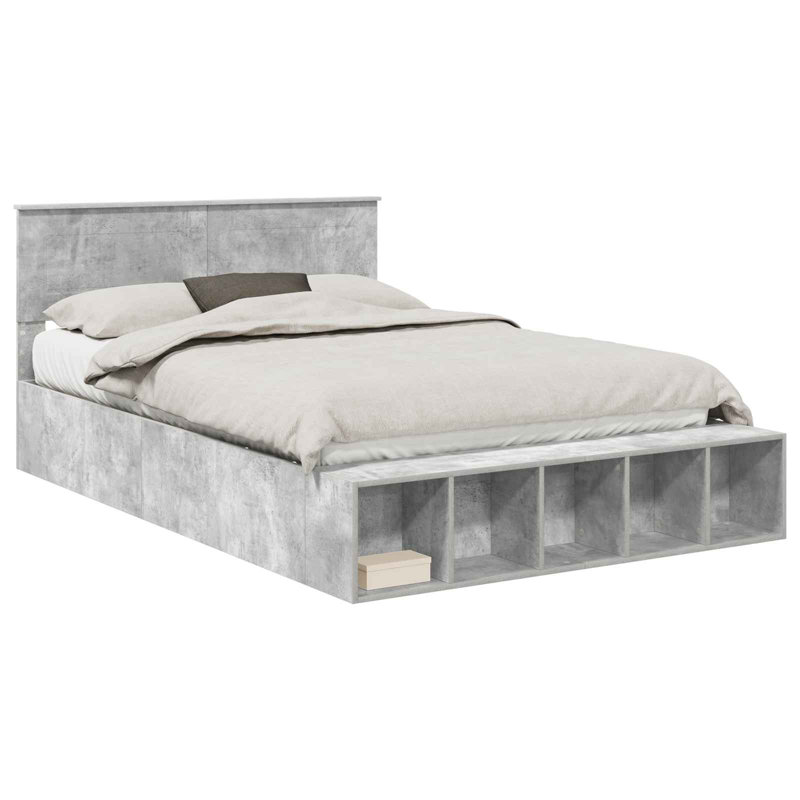 Bed Frame, European Kingsize (160 x 200 cm), Concrete Grey
