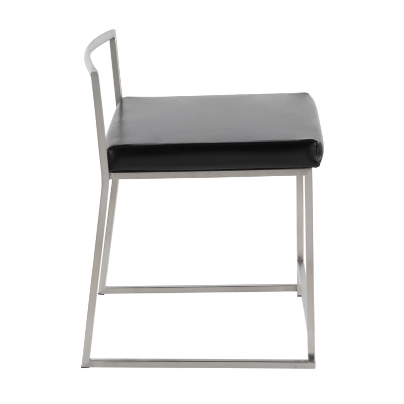 Chaise de salle à manger contemporaine empilable en similicuir noir par - ensemble de 2