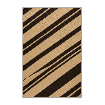  Tapis rayé brun foncé lavable sable