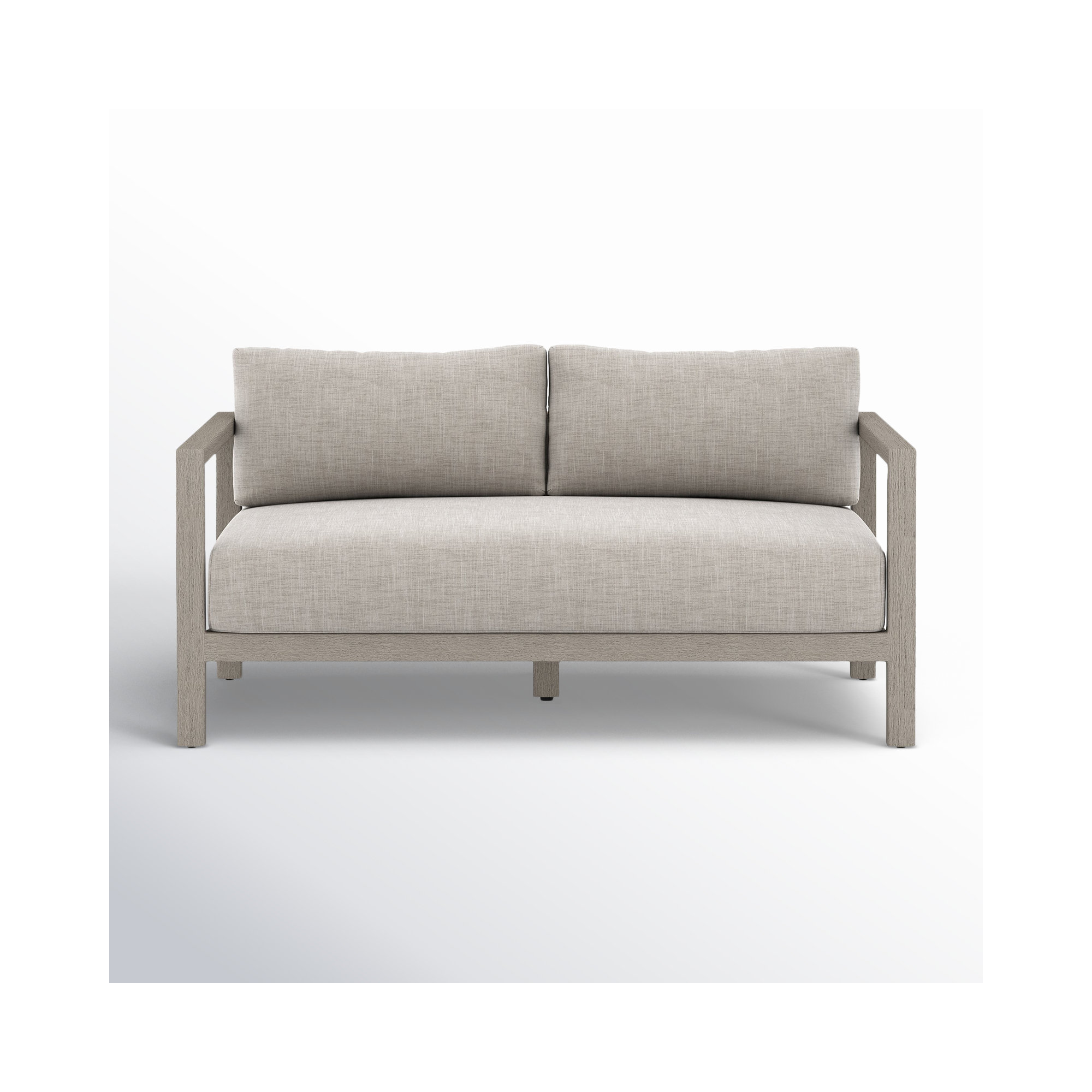 Cavani 59.75'' Wide Teak Loveseat with Cushions, Stone Gray, Weathered Gray