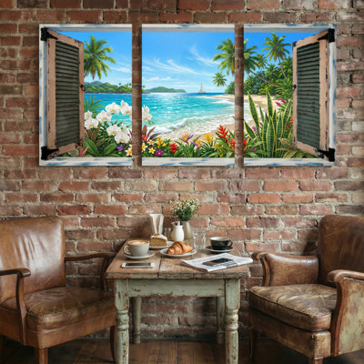 Paysage et nature Scène de plage tropicale avec palmiers et fleurs