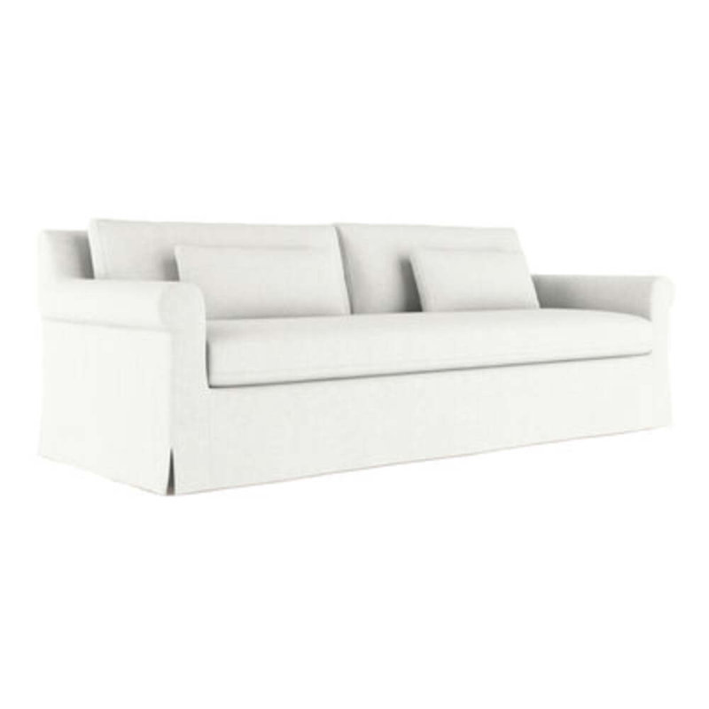 Canapé à accoudoirs arrondis Ludlow, H 34 po x l 84 po x P 42 po, Patiné, Velours moelleux blanc