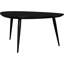 Table basse triangulaire noire, en bois massif, fabriquée à la main, pieds fuselés et évasés en fer, support inclus, profondeur 79 cm, hauteur 43 cm
