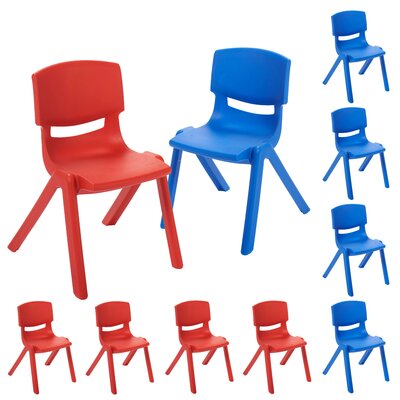 ECR4Kids 12in Plastic School Stack Chair, Classroom Furniture -  ELR-3012-BL