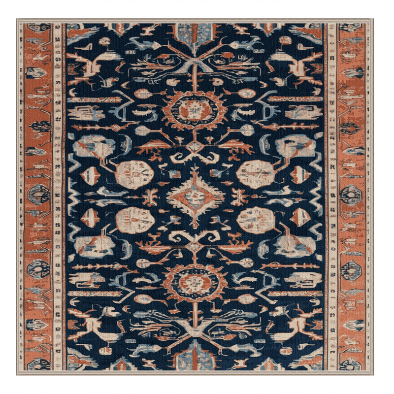Tapis brun turc lavable à la machine, Carré 8 pi